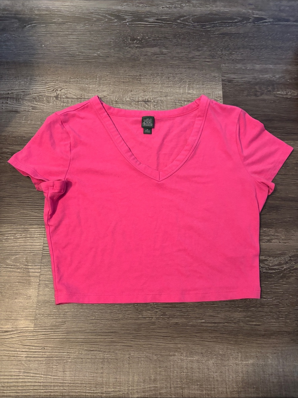 Wild fable Hot Pink V-Neck Cropped Tee